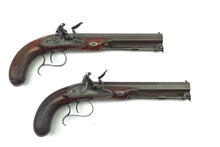 Load image into Gallery viewer, Officers Flintlock Duelling Pistols, Fine Cased Pair. SN 9125