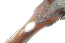 Load image into Gallery viewer, Flintlock Carriage Pistol by W. Paris, Silver Mounted Double Barreled. SN 9072