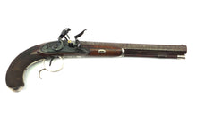 Load image into Gallery viewer, Flintlock Silver Mounted Duelling Pistols By Clarke & Son, Very Fine Cased Pair. SN 9087