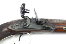 Load image into Gallery viewer, Flintlock Silver Mounted Duelling Pistols By Clarke & Son, Very Fine Cased Pair. SN 9087