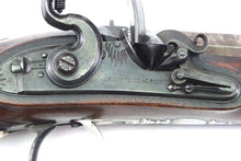 Load image into Gallery viewer, Flintlock Silver Mounted Duelling Pistols By Clarke & Son, Very Fine Cased Pair. SN 9087