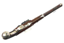 Load image into Gallery viewer, Flintlock Silver Mounted Duelling Pistols By Clarke & Son, Very Fine Cased Pair. SN 9087