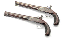 Load image into Gallery viewer, Flintlock Duelling Pistols by Wogdon & Barton, Cased Pair. Ref X3310