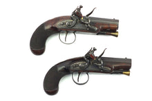 Load image into Gallery viewer, Flintlock Man Stopper Pistols by Mortimer & Son, Cased Pair. SN 9139