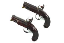 Load image into Gallery viewer, Flintlock Man Stopper Pistols by Mortimer & Son, Cased Pair. SN 9139