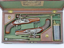 Load image into Gallery viewer, Flintlock Overcoat Pistols by Mortimer Son, Cased Pair. Ref X3311