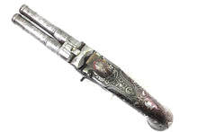 Load image into Gallery viewer, Flintlock Double Barrel Pistol by Mortimer, Rare. SN 9155