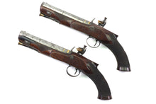 Load image into Gallery viewer, Rifled Flintlock Artillery Officers Pistols by Thomas Styan of Manchester, very fine pair. SN X3025