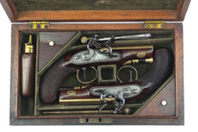 Load image into Gallery viewer, Flintlock Travelling Pistols, fine cased pair. SN 9103