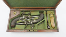 Load image into Gallery viewer, Flintlock Side Action Travelling Pistols by Mortimer, Very Fine Cased Pair. Ref X3323