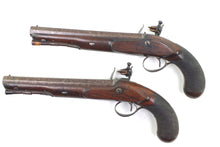 Load image into Gallery viewer, Flintlock Officers Duelling Pistols by Smith of London Fine Cased Pair. SN 9069