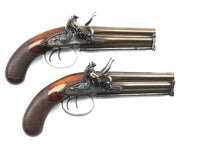 Load image into Gallery viewer, Over and Under Flintlock Pistols by Staudenmayer London, very fine cased pair. SN X3024