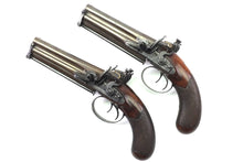 Load image into Gallery viewer, Over and Under Flintlock Pistols by Staudenmayer London, very fine cased pair. SN X3024