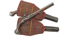 Load image into Gallery viewer, Silver Mounted Flintlock Holster Pistols with Original Holsters by Dyer. Ref 9283