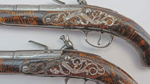 Load image into Gallery viewer, Silver Mounted Flintlock Holster Pistols with Original Holsters by Dyer. Ref 9283