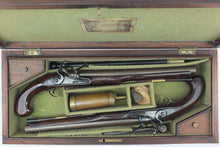 Load image into Gallery viewer, Officer’s or Coaching Flintlock Pistols by W. Parker, cased pair. SN 9096