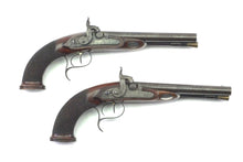 Load image into Gallery viewer, Double Barrelled Percussion Carriage Pistols by T. Mortimer & Son, fine cased pair. SN 9061