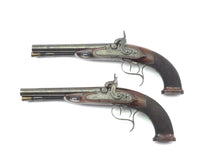 Load image into Gallery viewer, Double Barrelled Percussion Carriage Pistols by T. Mortimer & Son, fine cased pair. SN 9061