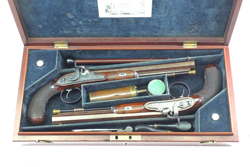 Percussion Duelling Pistols by P Wilkinson Cased Pair. SN 9122