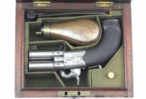 Percussion Turnover Pocket Pistol by Purdey, Cased. SN 9116