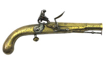 Load image into Gallery viewer, Small Scottish Brass Lobe Flintlock Butt Pistol by T. Murdoch of Doune. Ref X3277
