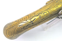 Load image into Gallery viewer, Small Scottish Brass Lobe Flintlock Butt Pistol by T. Murdoch of Doune. Ref X3277