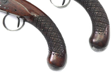 Load image into Gallery viewer, Transitional Flintlock Duelling Pistols by Jover, rare cased pair. SN 9108