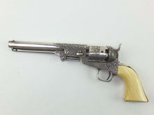 Load image into Gallery viewer, Gustave Young Engraved Fourth Model 1851 Navy Colt Percussion Nickel & Silver Plated Revolver. SN 8717