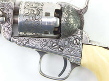 Load image into Gallery viewer, Gustave Young Engraved Fourth Model 1851 Navy Colt Percussion Nickel & Silver Plated Revolver. SN 8717