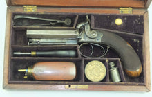 Load image into Gallery viewer, Cased Double Barrel Pistol by Barratt. SN 8655