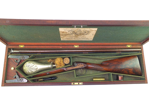 Double Barrelled Sporting Gun by Joseph Manton 16 Bore, fine, cased. SN 8965