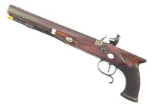 Load image into Gallery viewer, Flintlock Saw Handled Duelling Pistol by H.W. Mortimer & Son, very fine. SN 8980