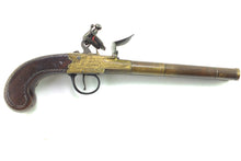 Load image into Gallery viewer, Double Barrel Gilt Bronze Flintlock Pistols by Abel Williams, very rare and fine pair. SN 8921