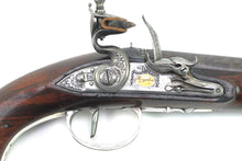 Load image into Gallery viewer, Silver Mounted Flintlock Duelling Pistols by Wogdon, Very Fine & Rare Cased Pair. SN 8832