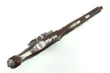 Load image into Gallery viewer, Silver Mounted Flintlock Duelling Pistols by Wogdon, Very Fine & Rare Cased Pair. SN 8832
