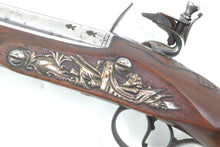 Load image into Gallery viewer, Flintlock Holster Pistols by Issac Pratt, Fine Pair of Silver Mounted. SN X2072