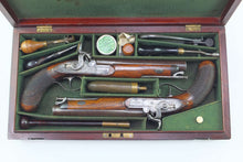Load image into Gallery viewer, Flintlock Officers Pistols by Hamburger & Co of London, Fine Cased Pair. SN 8823