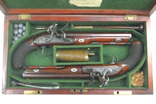 Load image into Gallery viewer, Flintlock Officers Pistols by Thomas Gill, Fine Cased Pair. SN 9046