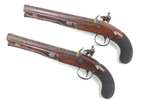 Load image into Gallery viewer, Flintlock Officers Pistols by Thomas Gill, Fine Cased Pair. SN 9046