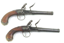 Load image into Gallery viewer, Flintlock Queen Anne Cannon Barrel Holster Pistols by James Barbar, fine pair. SN 9042