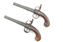 Load image into Gallery viewer, Flintlock Queen Anne Cannon Barrel Holster Pistols by James Barbar, fine pair. SN 9042