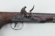 Load image into Gallery viewer, Flintlock Saw Handle Duelling Pistol by T. Duddell, fine, silver mounted. SN 8917