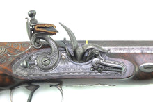 Load image into Gallery viewer, Flintlock Saw Handle Duelling Pistol by T. Duddell, fine, silver mounted. SN 8917