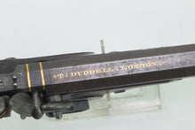 Load image into Gallery viewer, Flintlock Saw Handle Duelling Pistol by T. Duddell, fine, silver mounted. SN 8917