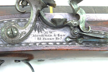 Load image into Gallery viewer, Flintlock Saw Handled Duelling Pistols by H.W. Mortimer & Son, very fine cased pair. SN 8964