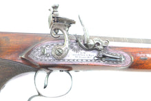 Load image into Gallery viewer, Flintlock Saw Handled Duelling Pistols by H.W. Mortimer & Son, very fine cased pair. SN 8964