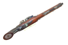Load image into Gallery viewer, Flintlock Saw Handled Duelling Pistols by H.W. Mortimer & Son, very fine cased pair. SN 8964
