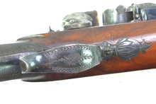 Load image into Gallery viewer, Flintlock Saw Handled Duelling Pistols by H.W. Mortimer & Son, very fine cased pair. SN 8964