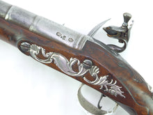 Load image into Gallery viewer, Flintlock Silver Mounted Holster Pistol by Barbar. SN 8693