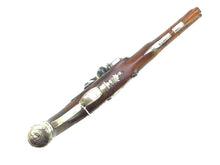 Load image into Gallery viewer, Flintlock Silver Mounted Holster Pistol by Barbar. SN 8693